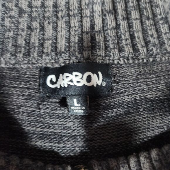 Carbon Sweater Mens L Gray 1/4 Zip Diamond Pattern Argyle Classic Preppy #283 - Picture 3 of 8